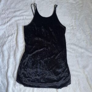 Vintage Intimate Affair Dress M Y2K Black Crushed‎ Velvet Slip Spaghetti Strap